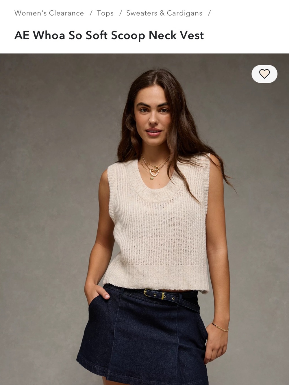 American Eagle Whoa So Soft Swoop Neck Vest in Honey